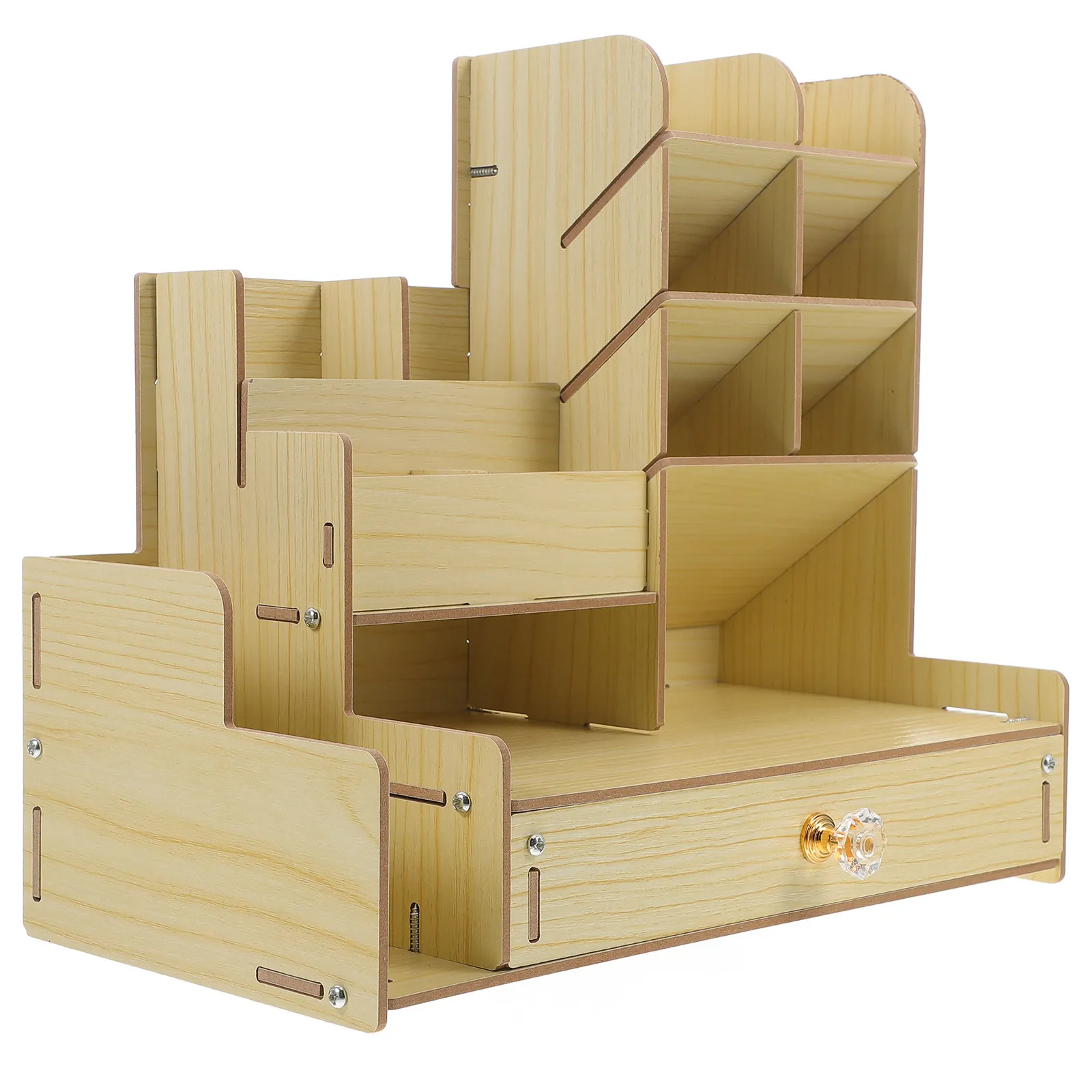 

Wooden Desk Organizer with Multiple Compartments Storage Box for Stationery Pens Pencils Ruler Supplies Desktop Organization