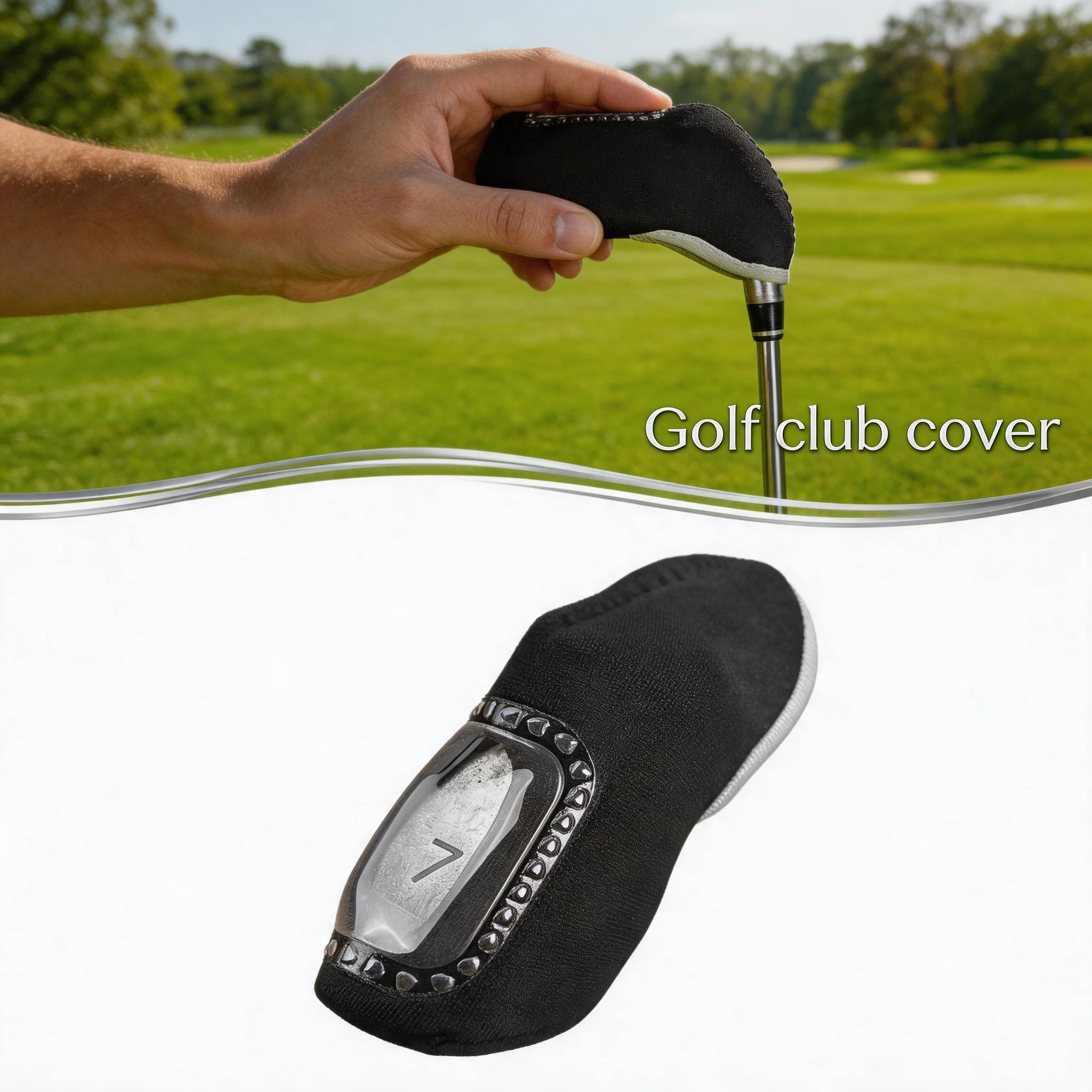 Heavy Duty Elastic Fabric 10Pcs Golf Iron Head Sleeve Covers Visible Window Protector Guard Fit All Brand Golf Club Supplies