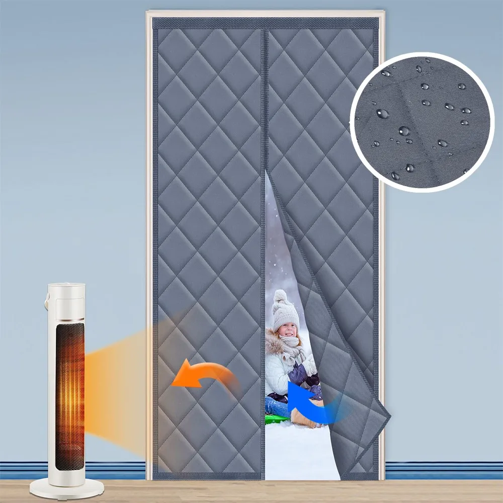 Cortina de puerta con aislamiento térmico magnético, impermeable, para mantener el calor, Oxford, cerrada por imanes, pantallas de puerta respetuosas con los mascotas