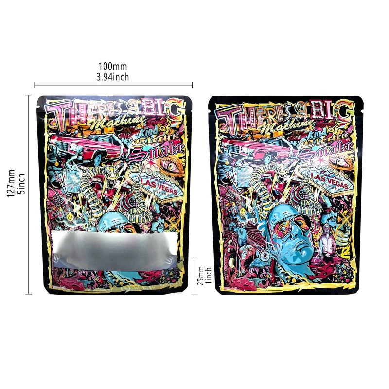 1g 3.5g Mylar Bags With Clear Window Smell Proof Pouch Soft Touch Empty ZipLock 3.5 Package Storage Packaging Case for Dry Herbs