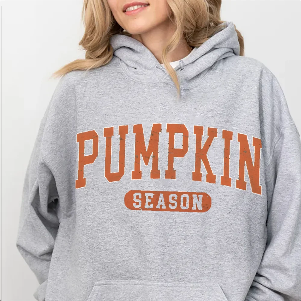 

Y2k Graphic Hoodie Pumpkin Letters Bold Autumn Vibe Hoodie Soft Casual Oversize Wear Trendy Fall Design Simple Style Clothes