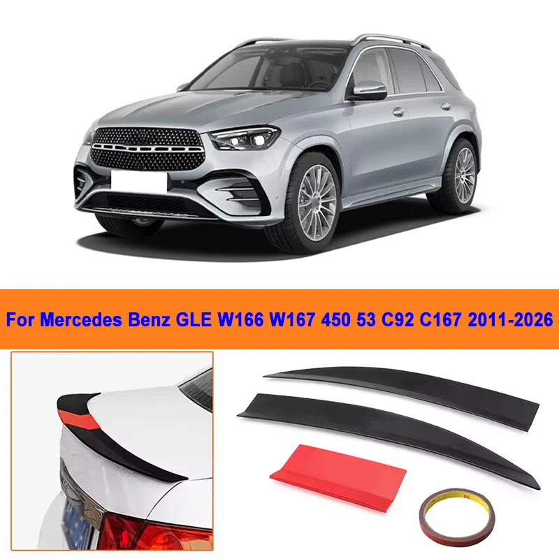 

For Benz GLE W166 W167 450 53 C92 C167 2011-2026 3-Section ABS Rear Trunk Spoiler 115-125cm Adjustable Sports Decor Top Wing