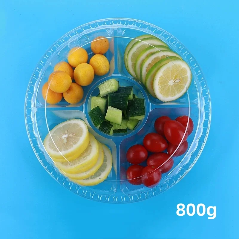 10 00piece.Custom.Factory High quality OEM /ODM PET plastic fruit box round compartmentalized fruit Salad containers