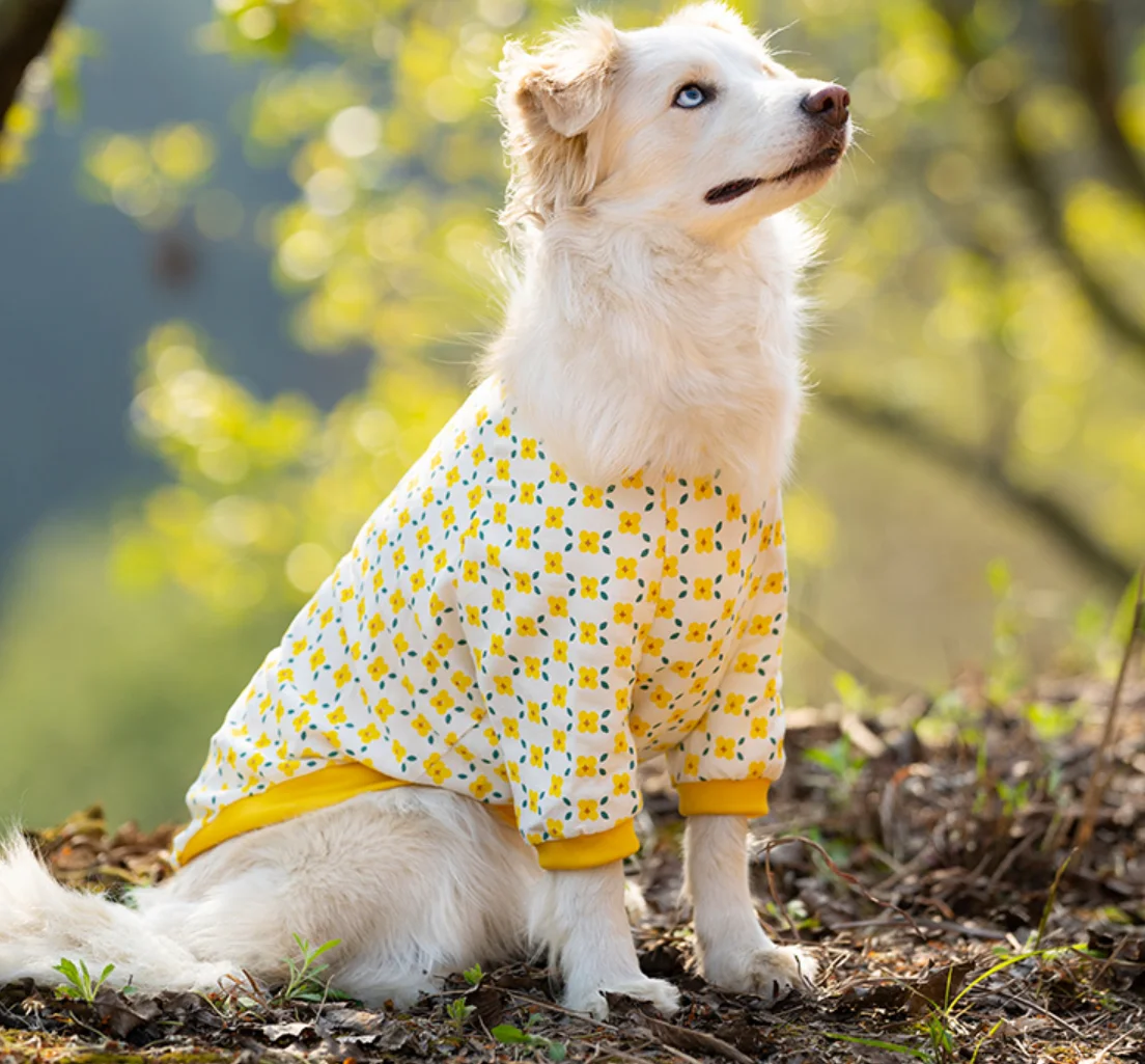 Thin Breathable Cotton Pet Pullover Clothes, Anti-Hair Loss, Sunscreen, Short-Sleeved, Medium and Large Dog Clothes