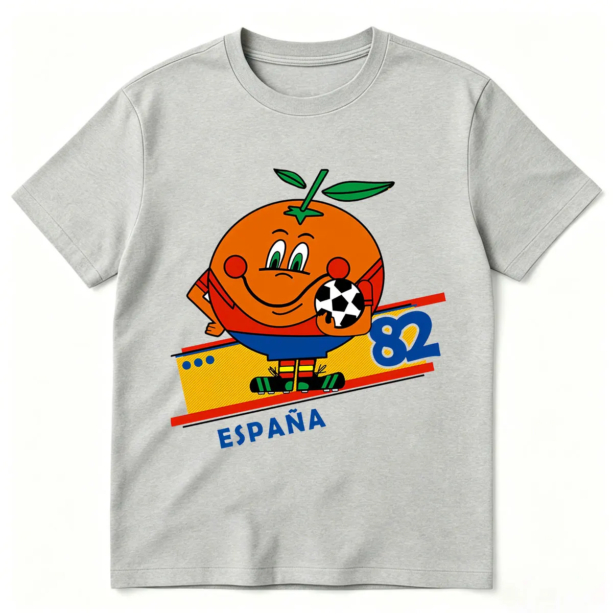 Camiseta divertida de fútbol Naranjito España 82, mascota de España 1982, ropa para hombre y mujer, camisetas de manga corta de gran tamaño de algodón a la moda