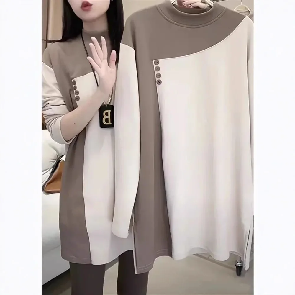 Couverture du ventre amincissante grande taille, haut à la mode pour automne et hiver, chemise à Base épaisse doublée polaire pour femmes, Insertion des épaules