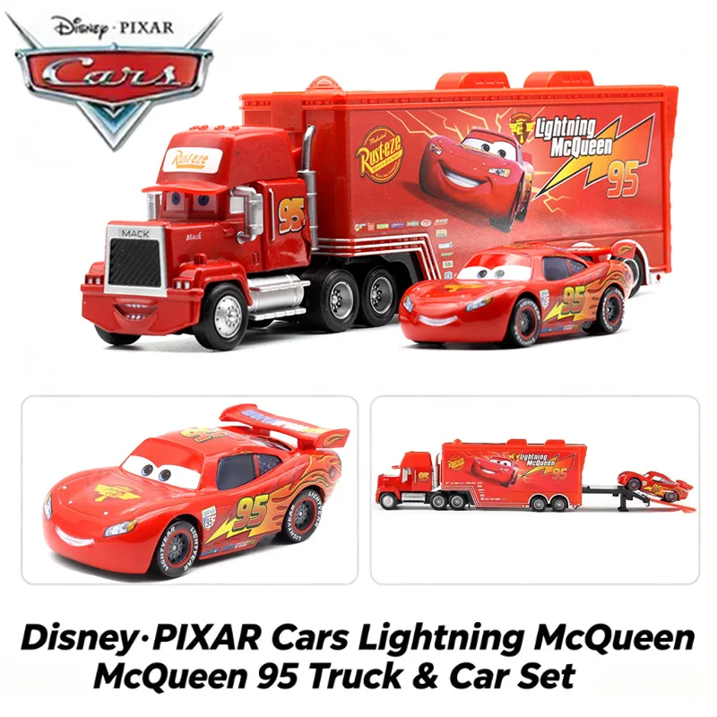 2026 Novedad: Set de 95 Camiones de Disney Pixar Cars y Lightning McQueen, Camiones Modelo del Tío Mike, Coche de Carreras, Regalo de Cumpleaños para Niños