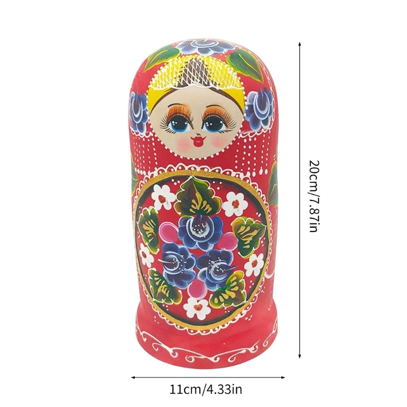 7 Layer Russische Stapelpop Handgeschilderde Nesting Doll Matryoshka Speelgoed Met Volkskunst Ontwerp Voor Kinderkamer Decors