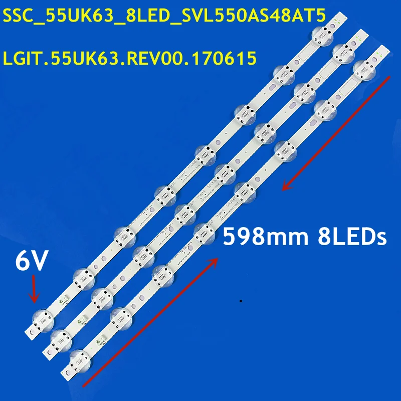 LED Backlight Strip for 55UK6360PSF 55UK6200 55UK6300 55UK6470 55UK6400 55UK6950 SC_TRIDENT_55UK63_S SVL550AS48AT5 NC550DGG