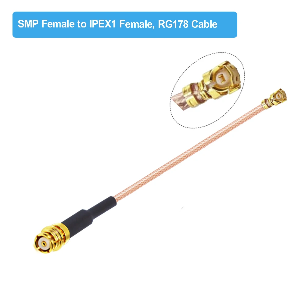 Imagem -04 - Smp Feminino Ângulo Direito Jack para U.fl Ipx Ipex1 Conector Fêmea 50 Ohm Rg178 rf Coaxial Pigtail Antena Extensão Jumper 10 Pcs