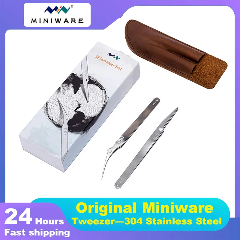 Miniware MTweezer pinzette Set 304 in acciaio inox ad alta precisione circuito componente smistamento riparazione saldatura strumento di saldatura