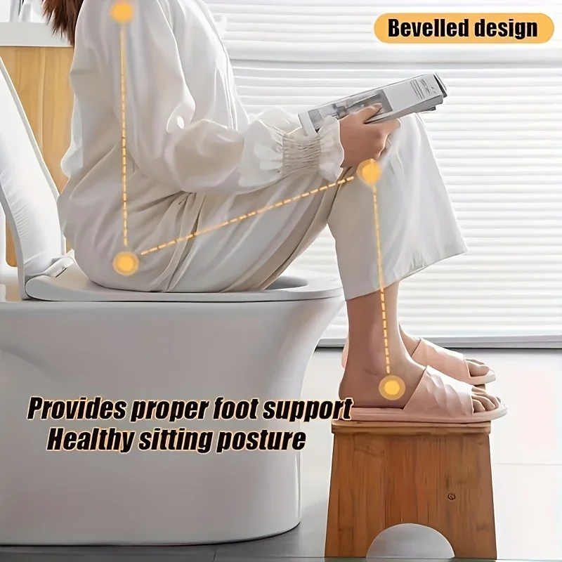 頑丈な木製トイレ踏み台-大人用-耐久性のある支持梁と幅広ベース付き-軽量トイレトレーニング補助具