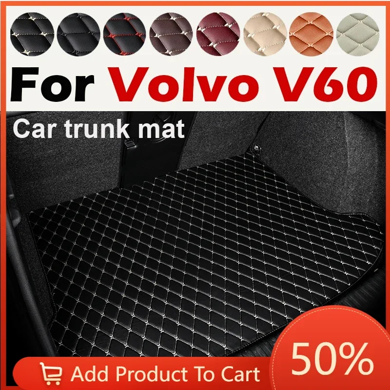 LUTEHIL Custom Car trunk mat For Volvo V60 2011 2012 2013 2014 2015 2016 2017 2018 High quality Leather Non-Slip Bottom mats