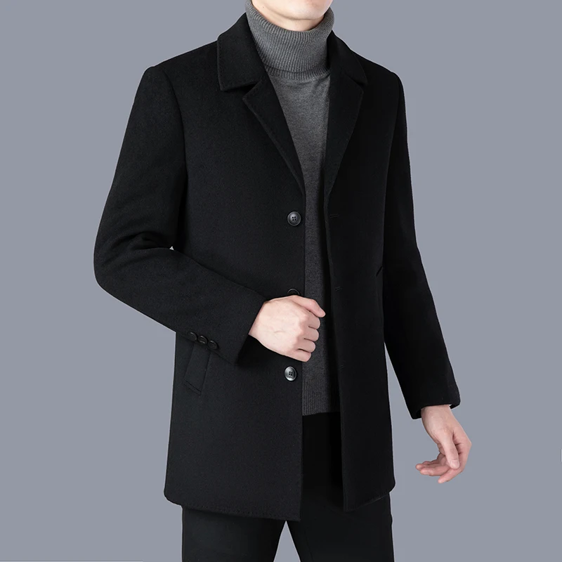 

High Quality Solid Color Autumn and Winter Men's Coat Men Casual Warm Jacket Male Windbreaker Outerwear Wool Coat 2022 F57