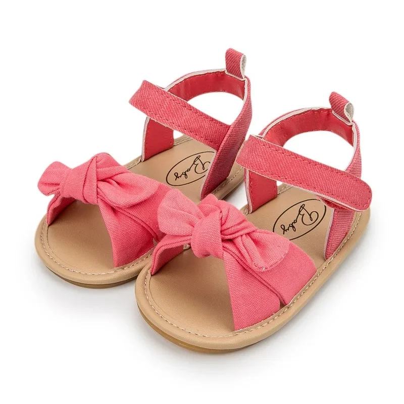 Summer Baby Sandals Baby Boy Girl Shoes Solid Shoes Anti-slip Soft Newborns Bow Classic First Walkers Infant Crib Shoes