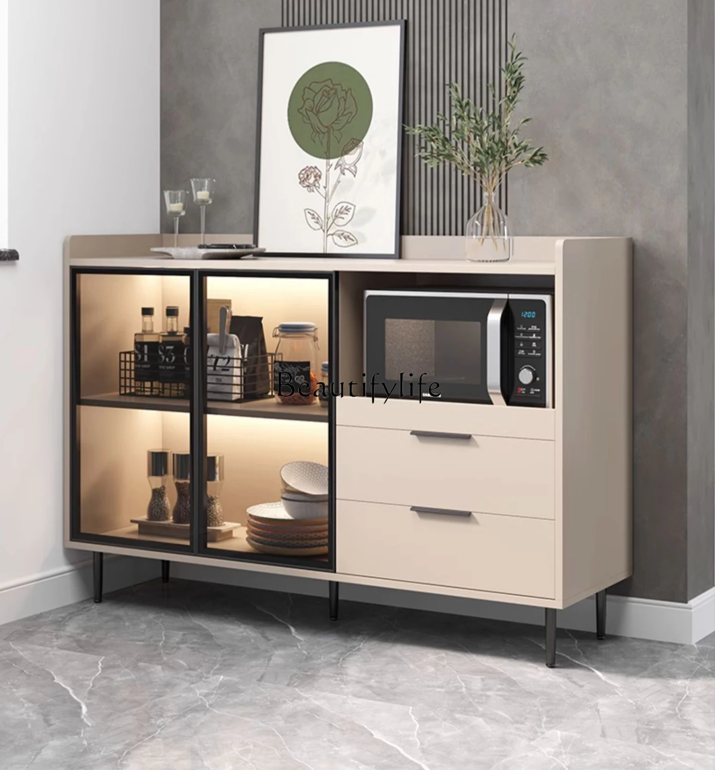 Small Apartment Microwave Oven Kitchen Sideboard Cabinet Modern