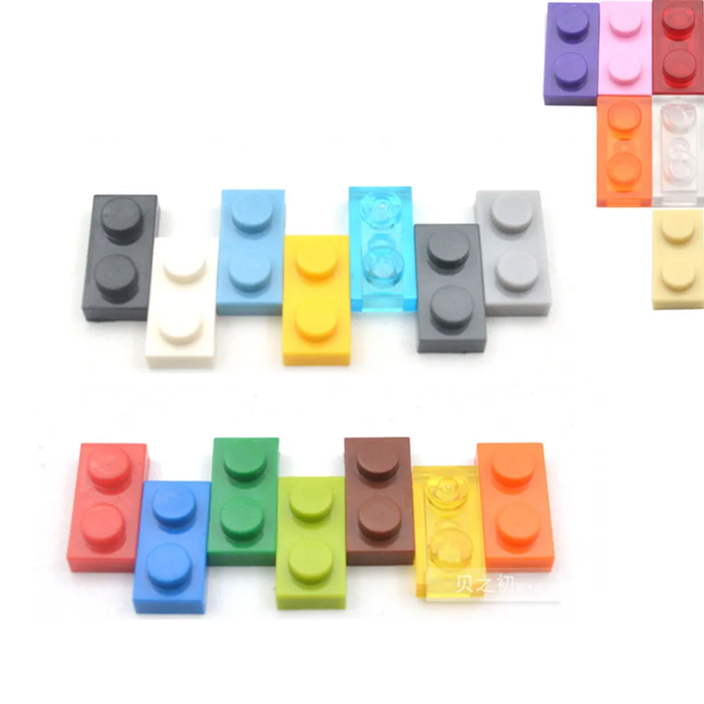 100PCS 1x2 Dots Color Educational Creative compatible 3023 Size MOC Building Blocks Thin Figures Bricks Toys