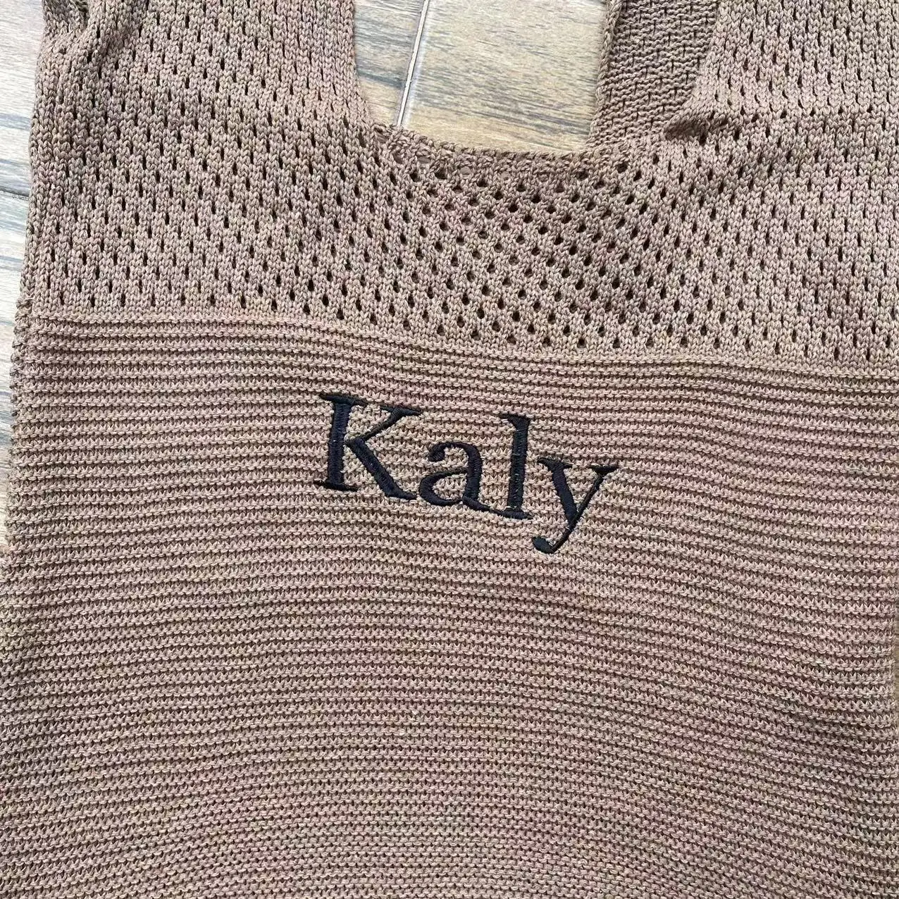 Personalized Name Knitted Fashion Simple Tote Bag Customized Retro Hollowed Out Shoulder Bag Women's Handbag Wool Shopping Bags