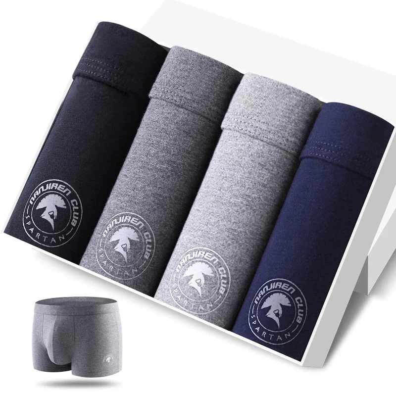 4pcs Men's Panties Sexy Shorts Cotton Underwear Male Breathable Boxers Solid Boxershorts Brand Underpants