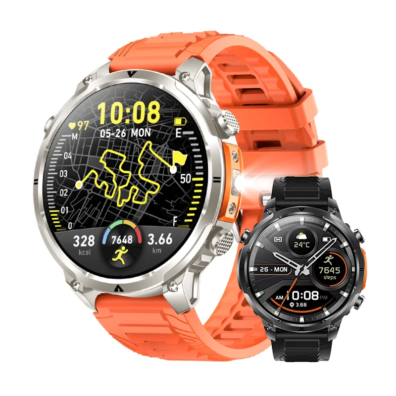 LIGE 2026 New GPS Smartwatch Man 720mAh Battery IP68 Waterproof Bluetooth Call 1.7" HD Sports Flashlight Compass Smart Watch Men