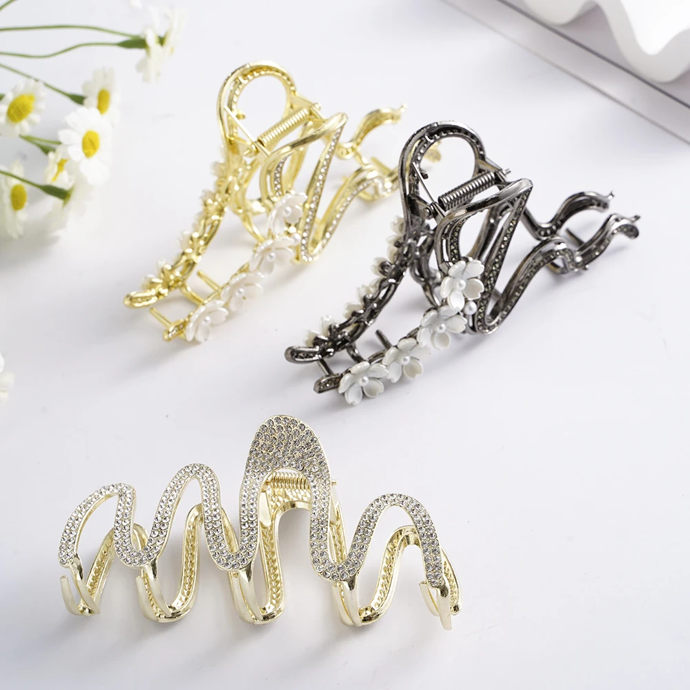 Fashion Geometric Metal Hair Claw Clips Flowers Women Vintage Hair Clamps Crab Headband Hairpin Girls Hair Accessories Headwear