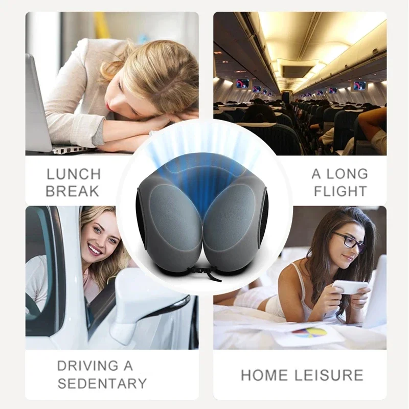 Multifunction U-Shaped Sponge Core Neck Pillow Slow Rebound Soft Travel Pillow For Sleeping Cervical Health Massage Nap Pillows