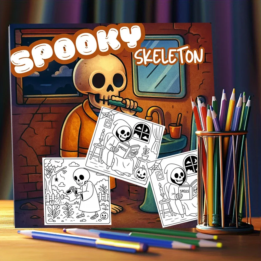 Livro de colorir assustador para adultos |   Livro para colorir de 28 páginas, materiais de desenho para Natal, Ação de Graças