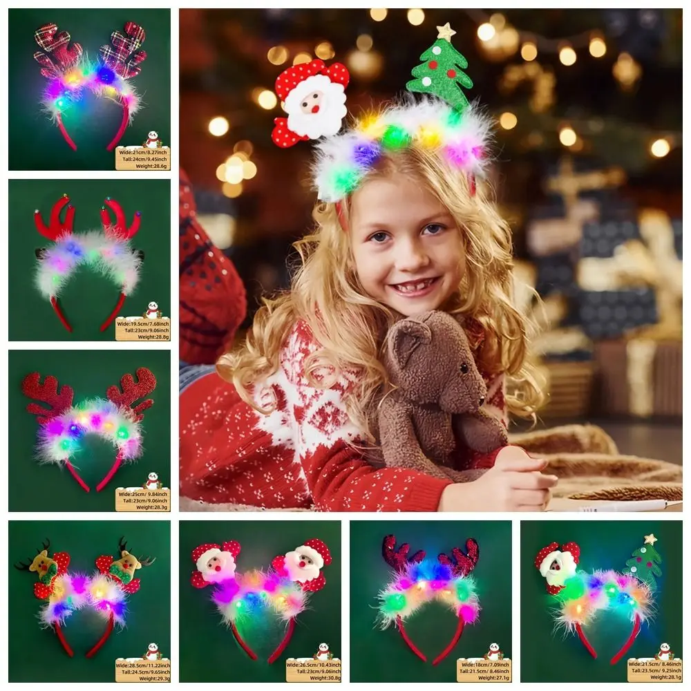 

LED LED Christmas Headband Antlers Headdress LED Light Christmas Headband Glowing Xmas Tree Xmas Tree Snowflake Hair Band