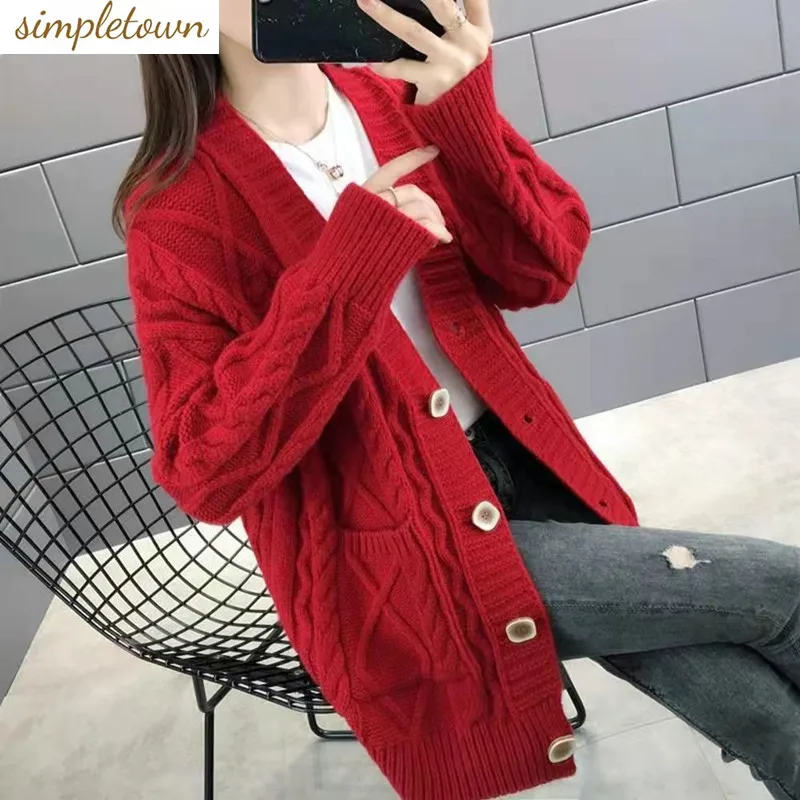 Knitted Sweater Cardigan 2023 Spring and Autumn Korean Version Loose Knit Sweater Medium Length Sweater Outerwear for Women