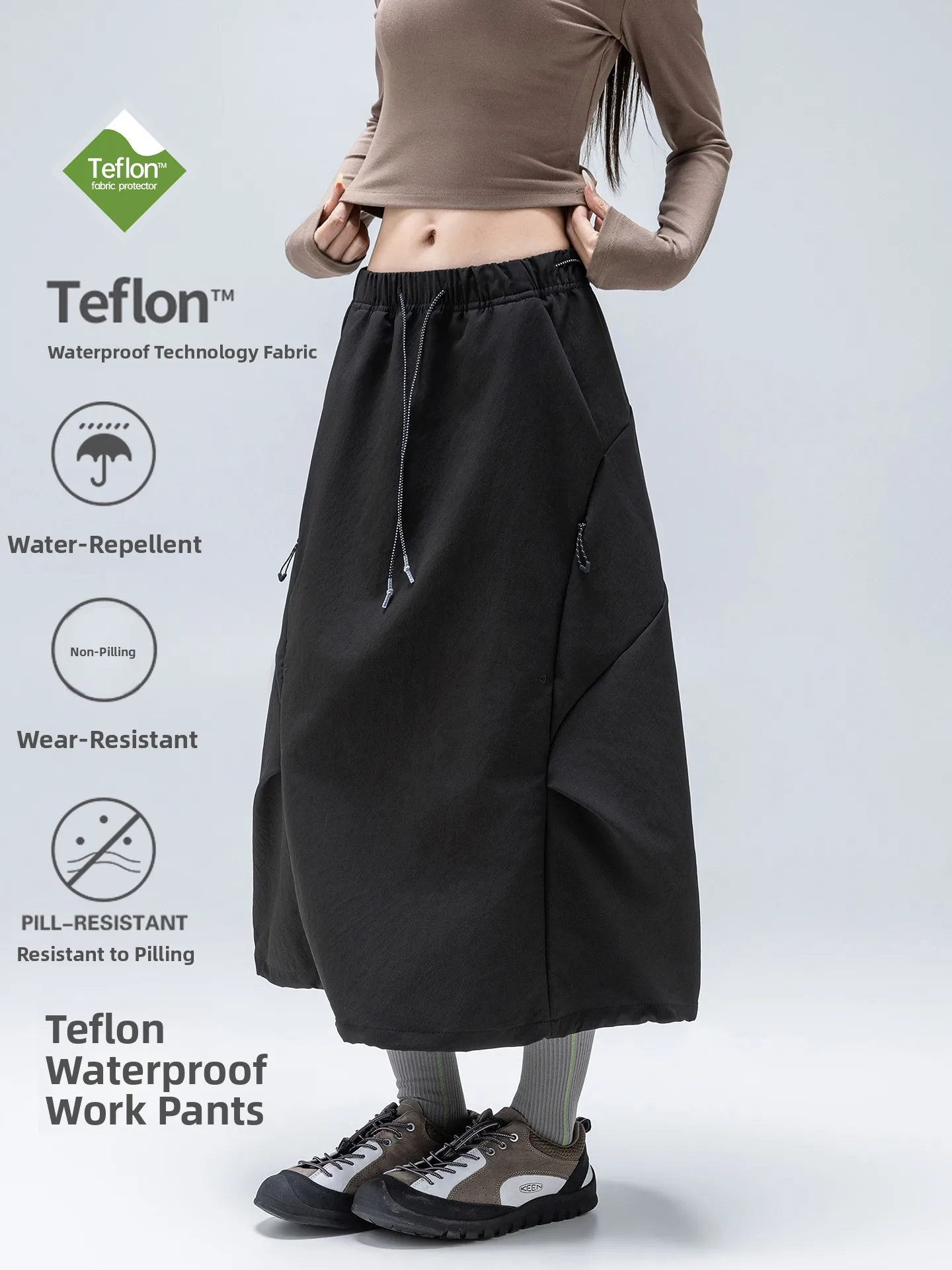 Outdoor Adjustable Function Workwear Half Skirt Women's Loose Hiking Mountain Walking Two-Way Wear Flower Umbrella Skirt