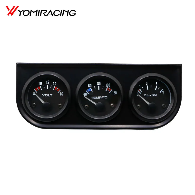 52MM 3 In 1 Oil Pressure Gauge + Volt meter + water temp gauge Kit Volt meter with sensor Oil Temperature Gauge Triple Meter