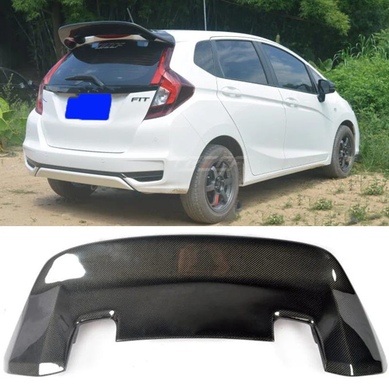 For GK5 Real Carbon Fiber Roof Spoiler Accessories Honda Fit Jazz Car Trunk Tail Wing Body Kit JDM Style 2014-2019 Year