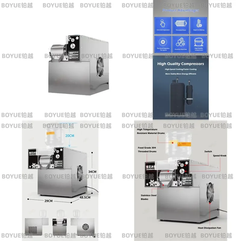 Commercial Korean Snowflake Ice Maker 60kg Daily Air Cooled Bingsu Shaver Smoothie Crusher Machine for Cafe Bar Home Use