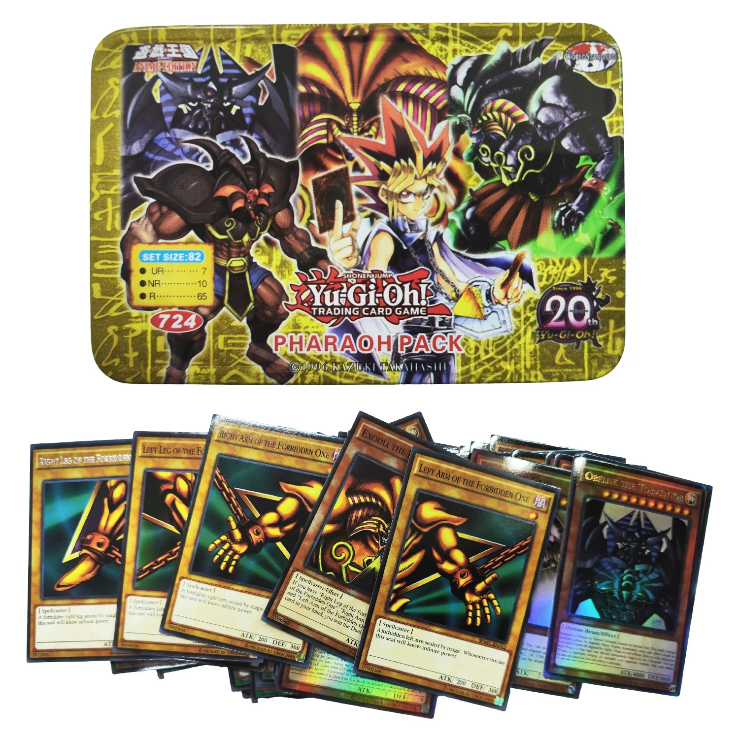 Yu Gi Oh Cards PHARAOH PACK Tarjeta Inglesa Holográfica Dragón Blanco Dorado Duel Juego Tarjeta de Colección con Caja de Lata