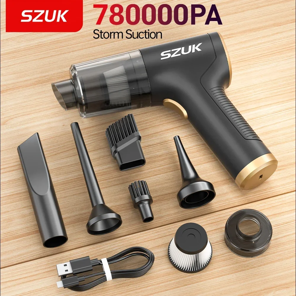 SZUK Car Vacuum Cleaner 780000PA Powerful Wireless Cleaning Machine Mini Cordless Portable Handheld Vacuum Cleaner for Car Home