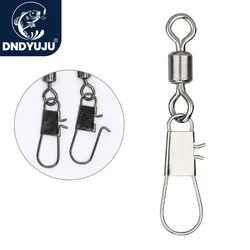 DNDYUJU 50pcs Fishing Connector Rolling Swivel with Interlock Snap Stainless Steel Snap for Fishhook Lure Tackle Fishing goods