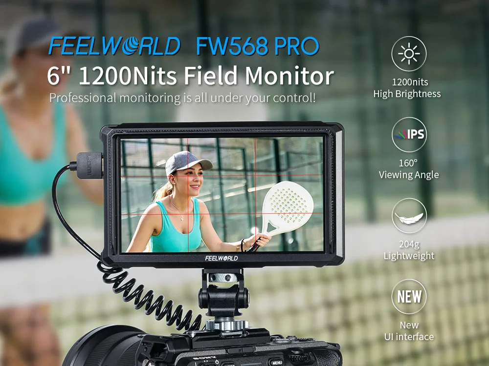 FEELWORLD FW568 PRO 6 Zoll 1200nit Leichter Kamera-Feld-DSLR-Monitor 1920 x 1080 Custom 3D LUT 4K HDMI 60 Hz HDMI Ein- und Ausgang – Detail 1