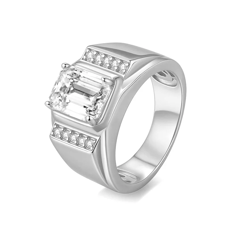 New Arrival 3 Carat Emerald Cut Moissanite Diamond Man Rings High Quality s925 Silver Moissanita Men Gold Ring Fine Jewelry GRA