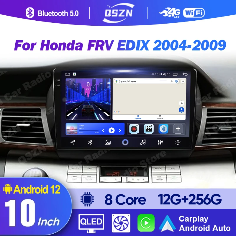 

QSZN Android 13 Автомобильный радиоприемник для Honda FRV Edix 2004-2009 GPS-навигация Стерео Мультимедийный плеер Android Auto Carplay без 2din 4G