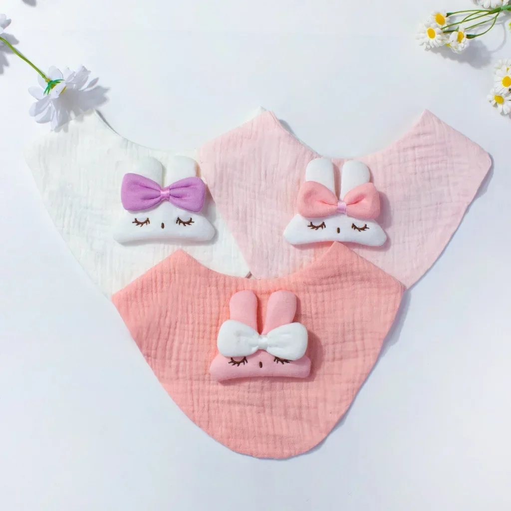 

Baby Drool Towel Newborn Baby Triangle Towel Comfortable Pure Cotton Anti Spitting Bib Towel Adjustable Soft Gauze Buckle Bib