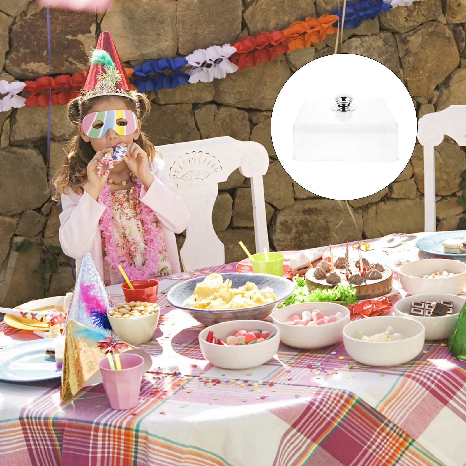 

1 шт., защитный чехол для еды, толстый пластиковый пылезащитный против насекомых, кухонный многоразовый поднос для торта, чехол для десертных закусок