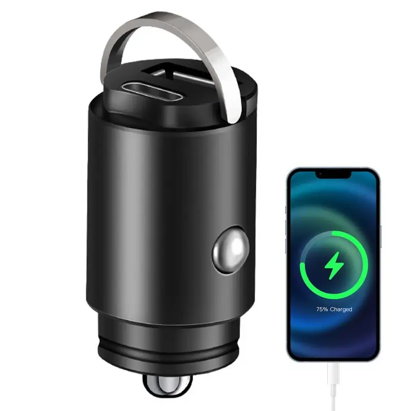 Fast Car Charger Multifunctional USB Small Concealed Pull Ring Charger Compact And Speed Charging Solution Two Port Fast Charger