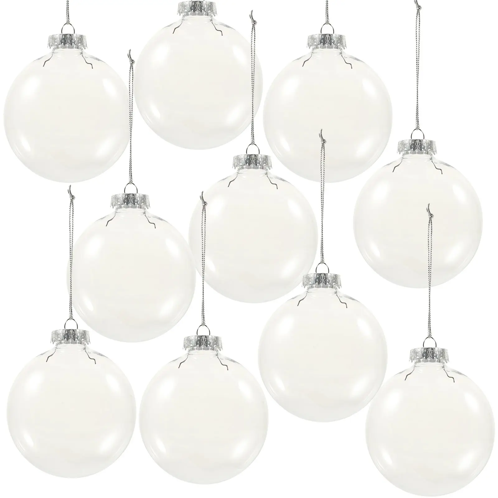 

10pcs Clear Flat Ball Decoration 6cm DIY Fillable PET Christmas Ornaments Transparent Craft Supplies Festival Accessories