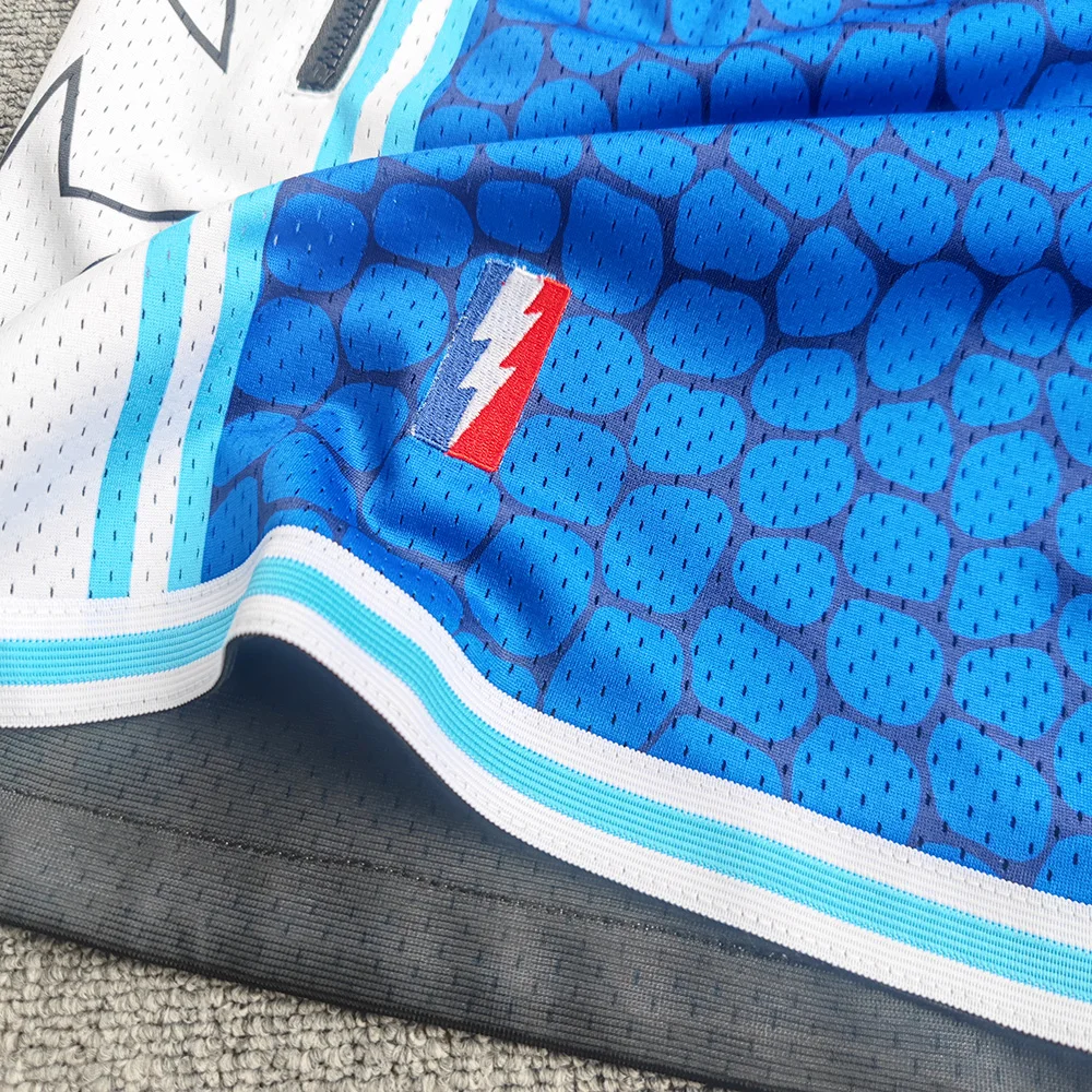 Trillest Los Angeles Blue Mamba Snake Pattern Printed Basketball Shorts with Zipper Pockets Bryant Street Wear Training Pants