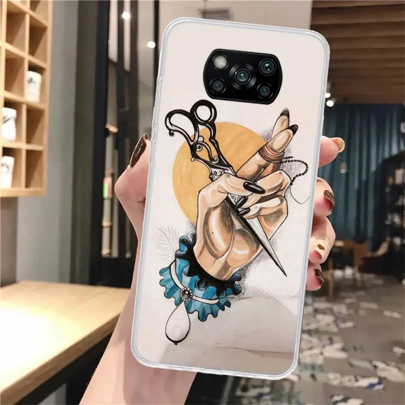 Hair Stylist Scissors Brush Soft Phone Case For Xiaomi Poco X3 Pro X7 X6 X5 X4 NFC F6 F5 M5S M4 M3 F4 Gt F3 F2 F1 M2 Fundas Cove image 2