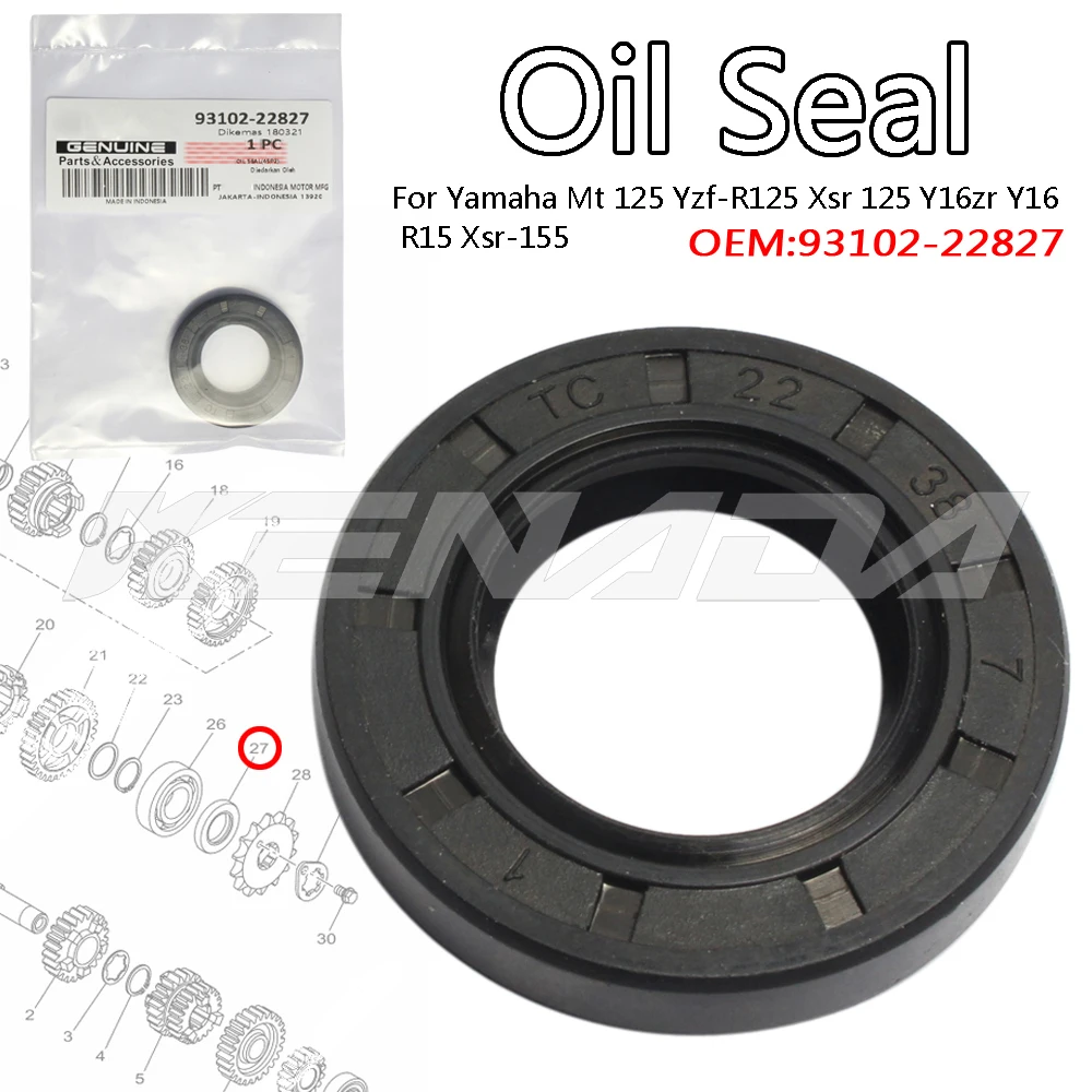 Transmission Oil Seal For Yamaha Mt 125 Yzf-R125 Xsr 125 Y16zr Y16 R15 Xsr-155 93102-22827