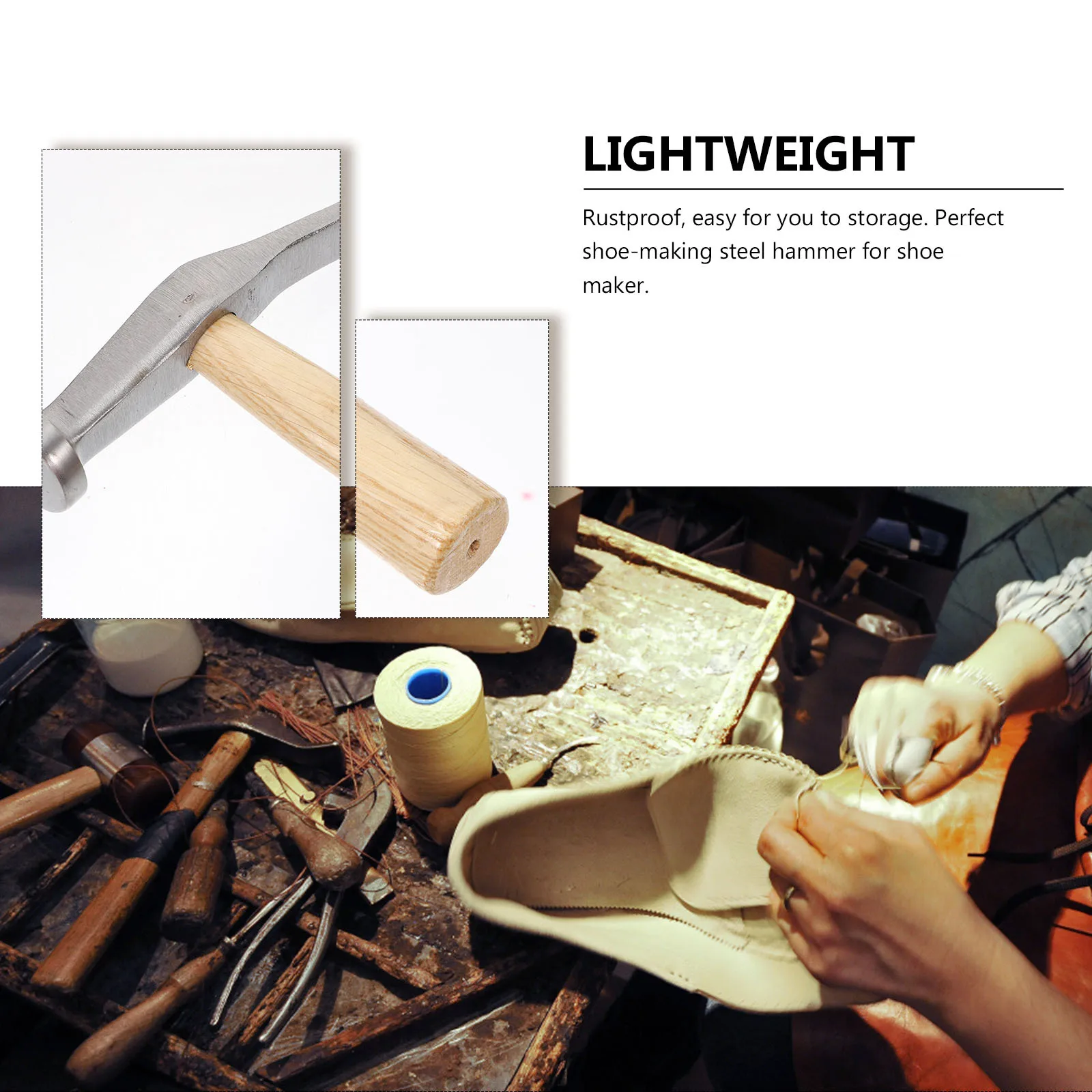 

Wooden Handle Mini Steel Hammer Impact Resistant Portable Household Tool Perfect for Shoe Repair Craft