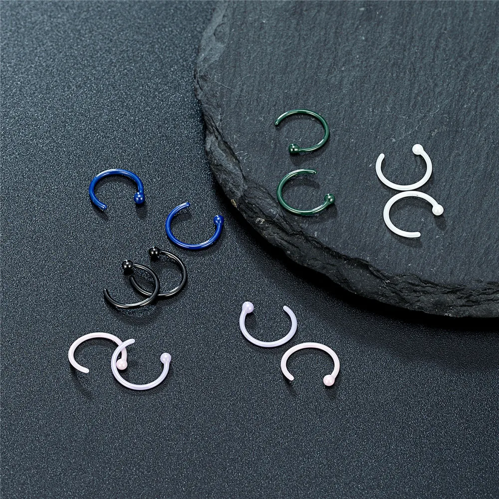 MKENDN-pendientes de aro biocerámicos hipoalergénicos de 8MM para Piercings curativos, tachuelas de grado médico, postes de oreja, joyería antialérgica para las orejas