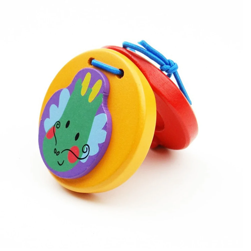 

6 Pcs Kids Castanets Children Musical Orff Instrument Wood Puzzle Cartoon Toys Toddler Learning Plaything