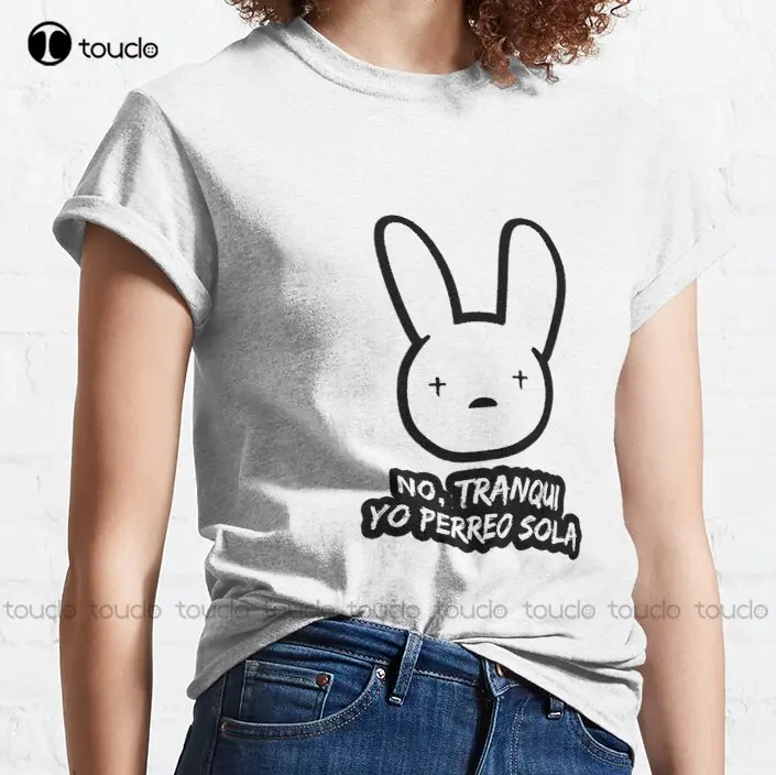 Bad Bunny - Yo Perreo Sola Classic T-Shirt T Shirt Dress Women Cotton Outdoor Simple Vintag Casual Tee Shirts Make Your Design